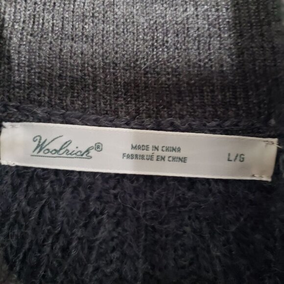 Woolrich Sweater Dress Gray Knit Chevron Zig Zag Pullover Mock Neck Womens Large - Picture 6 of 11